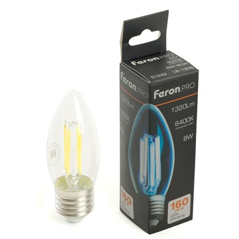 Лампа светодиодная Feron.PRO LB-1208 Свеча E27 1320LM 8W 175-265V 6400K - фото 157524