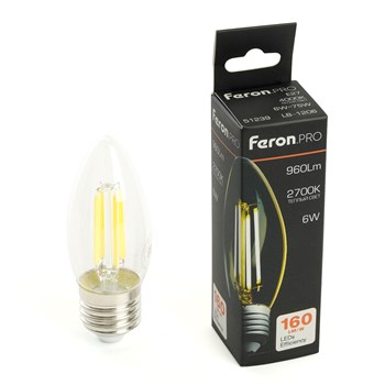 Лампа светодиодная Feron.PRO LB-1206 Свеча E27 960LM 6W 175-265V 2700K - фото 157557