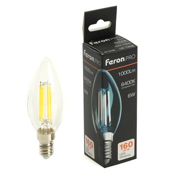 Лампа светодиодная Feron.PRO LB-1206 Свеча E14 6W 1000LM 175-265V 6400K - фото 157565