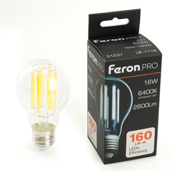 Лампа светодиодная Feron.PRO LB-1116 Шар E27 2600LM 16W 175-265V 6400K - фото 157730