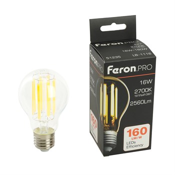 Лампа светодиодная Feron.PRO LB-1116 Шар E27 2560LM 16W 175-265V 2700K - фото 157748