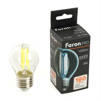 Лампа светодиодная Feron.PRO LB-1708 Шарик E27 1320LM 8W 175-265V 6400K - фото 159998