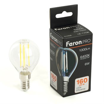 Лампа светодиодная Feron.PRO LB-1706 Шарик E14 1000LM 6W 175-265V 6400K - фото 160052