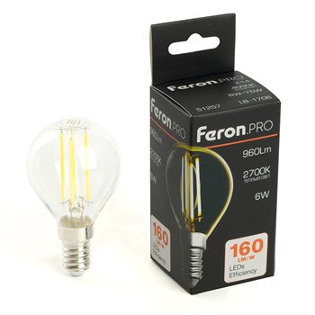 Лампа светодиодная Feron.PRO LB-1706 Шарик E14 960LM 6W 175-265V 2700K - фото 160173