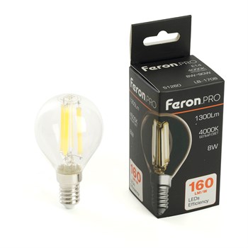 Лампа светодиодная Feron.PRO LB-1708 Шарик E14 1300LM 8W 175-265V 4000K - фото 165357