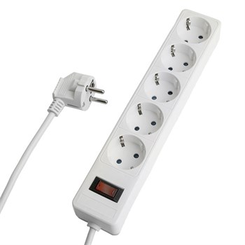 Сетевой фильтр 5-местный с/з STEKKER HM20-51-02 3x1мм2, 1,8 м, серия Optima, белый 50092 - фото 168296