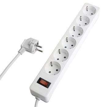 Сетевой фильтр 6-местный с/з STEKKER HM20-61-02 3x1мм2, 1,8 м, серия Optima, белый 50095 - фото 169032