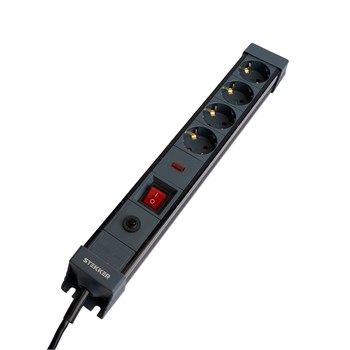 Сетевой фильтр 4-местный с/з STEKKER 3x1мм2, 1,8 м, 250В, 16А, серия Techno, HM22-41-02, черный 50156 - фото 169163