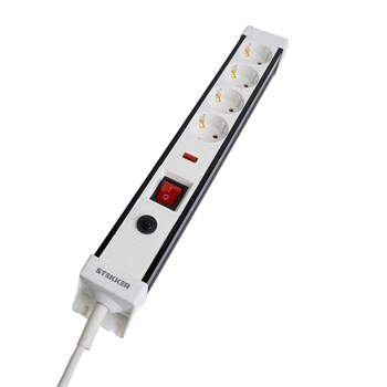 Сетевой фильтр 4-местный с/з STEKKER 3x1мм2, 1,8 м, 250В, 16А, серия Techno, HM22-41-02, белый 50147 - фото 169863