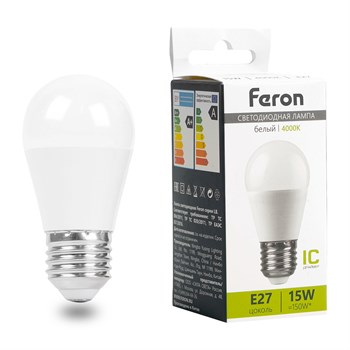 Лампа светодиодная Feron LB-990 Шарик E27 15W 175-265V 4000K 52077 - фото 170357