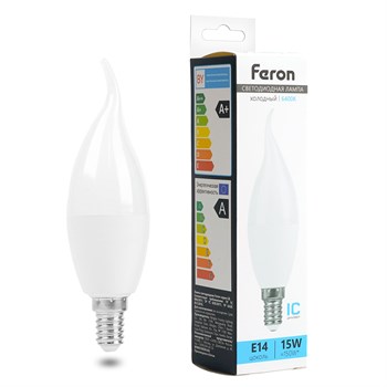 Лампа светодиодная Feron LB-980 Свеча на ветру E14 15W 175-265V 6400K 52076 - фото 170363