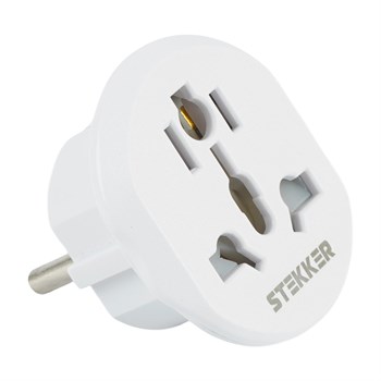 Адаптер-переходник для евровилки с/з, ультраплоский, STEKKER ADP16-06-20W , 250В, 16A, IP20,белый 50412 - фото 170383