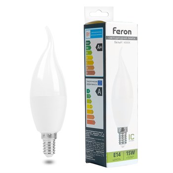 Лампа светодиодная Feron LB-980 Свеча на ветру E14 15W 175-265V 4000K 52075 - фото 170935