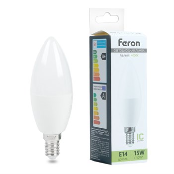 Лампа светодиодная Feron LB-980 Свеча E14 15W 175-265V 4000K 52073 - фото 170940