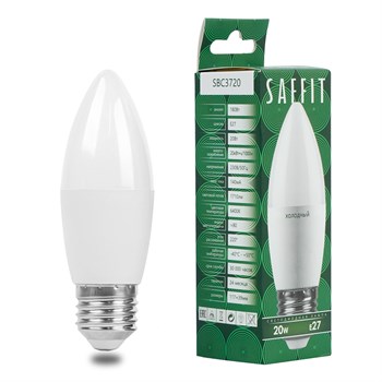 Лампа светодиодная SAFFIT SBC3720 Свеча E27 20W 230V 6400K 55271 - фото 170961
