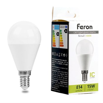 Лампа светодиодная Feron LB-990 Шарик E14 15W 175-265V 4000K 52079 - фото 170979