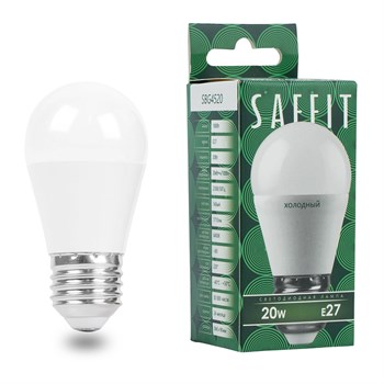 Лампа светодиодная SAFFIT SBG4520 Шарик E27 20W 230V 6400K 55278 - фото 170996