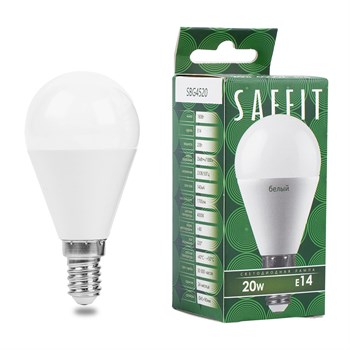 Лампа светодиодная SAFFIT SBG4520 Шарик E14 20W 230V 4000K 55279 - фото 171002
