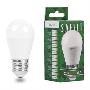 Лампа светодиодная SAFFIT SBG4520 Шарик E27 20W 230V 4000K 55277 - фото 171014