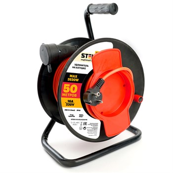 Удлинитель на пластиковой катушке STD04-10-50 (40289) 1-местный  с/з 3*1,5, 50м, 250В, 16А, IP44, Standart 50176 - фото 171364