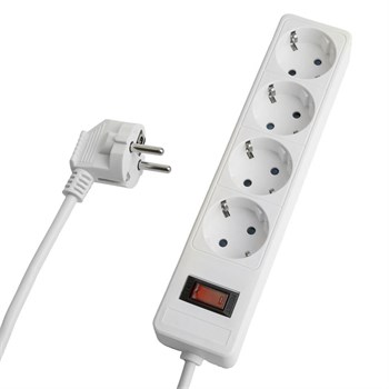 Сетевой фильтр 4-местный с/з STEKKER HM20-41-03 3x1мм2, 3 м, серия Optima, белый 50090 - фото 172321