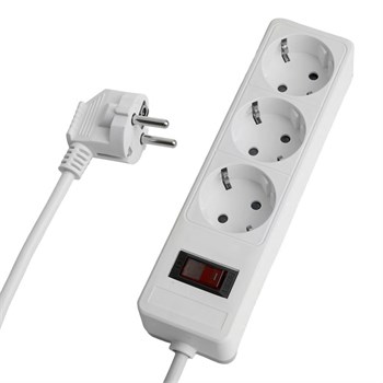 Сетевой фильтр 3-местный с/з STEKKER HM20-31-02 3x1мм2, 1,8 м, серия Optima, белый 50086 - фото 172331