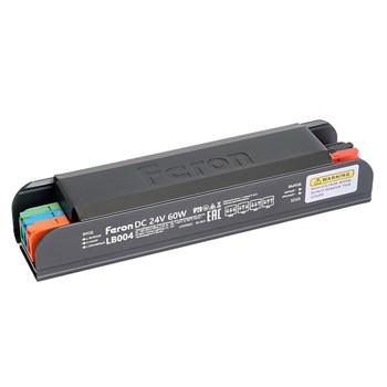 Трансформатор электронный для светодиодной ленты с плавным пуском и диммированием 60W 24V IP20, клипсы, LB004 52123 - фото 172865