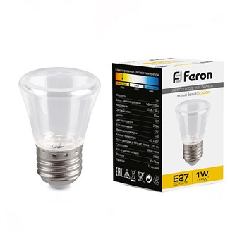 Лампа светодиодная Feron LB-372 Колокольчик прозрачный E27 1W 2700K 25909 - фото 174253
