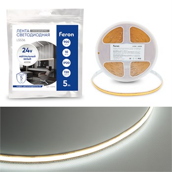 Лента светодиодная 720SMD(2110) 10Вт/м 24V 5000*8*1.8мм IP20 4000К, LS536 FERON СВОБОДНЫЙ РЕЗ 53096 - фото 175775