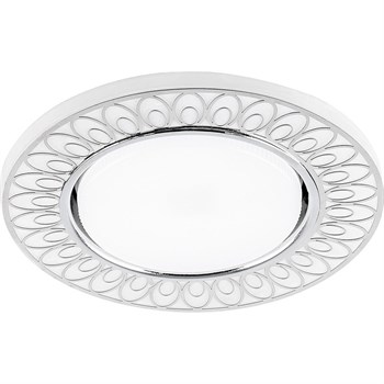 Светильник встраиваемый с белой LED подсветкой Feron CD9913 потолочный GX53 без лампы, матовый белый, хром 32981 - фото 177720
