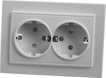 Розетка 2-местная с/з STEKKER, PST16-9014-01, 250В, 16А с защитной шторкой, серия Эрна, белый 39054 - фото 177992