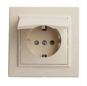 Розетка 1-местная с/з с крышкой, STEKKER, PST16-9012-02, 250В,16А с защитной шторкой, серия Эрна, слоновая кость 39238 - фото 178361