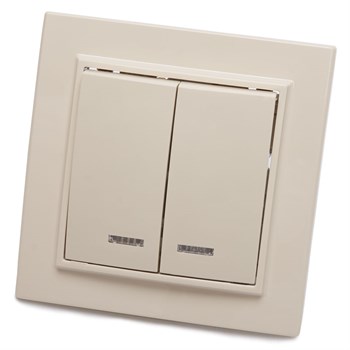 Выключатель 2-клавишный с индикатором, STEKKER, PSW10-9002-02, 250В, 10А, серия Эрна, слоновая кость 39229 - фото 178643