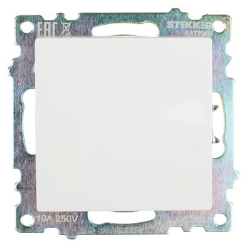 Выключатель 1-клавишный (механизм), STEKKER GLS10-7103-01, 250V, 10А, серия Катрин, белый 39298 - фото 178685
