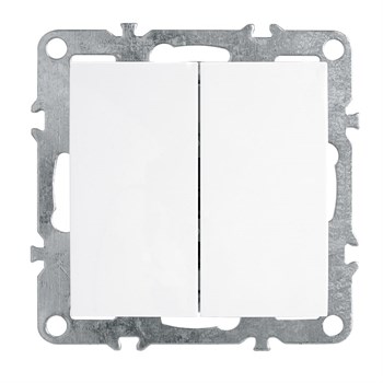 Выключатель 2-клавишный (механизм), STEKKER, PSW10-9104-01, 250В, 10А, серия Эрна, белый 39312 - фото 178718