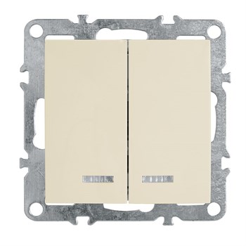 Выключатель 2-клавишный с индикатором (механизм), STEKKER, PSW10-9102-02, 250В, 10А, серия Эрна, слоновая кость 39321 - фото 178724