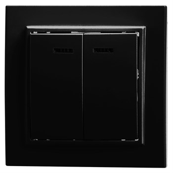 Выключатель 2-клавишный c индикатором STEKKER, PSW10-9002-03, 250V, 10А, серия Эрна, черный 39471 - фото 178899
