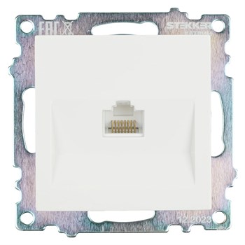 Розетка компьютерная 1-местная RJ-45 (механизм), STEKKER GLS00-7107-01, серия Катрин, белый 39305 - фото 179024