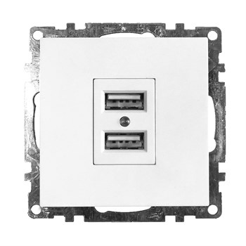 Розетка USB 2-местная (механизм), STEKKER GLS10-7115-01, 250B, 2,4А, серия Катрин, белый 39308 - фото 179034