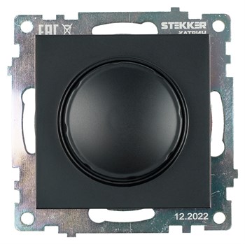 Выключатель диммирующий (механизм), STEKKER GLS10-7106-05, 250V, 500W, серия Катрин, черный 39615 - фото 179212