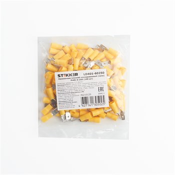 Наконечник плоский Изолированный (папа) РпИп 6-250, STEKKER, LD401-60250 (упаковка 100 шт) 39411 - фото 179738