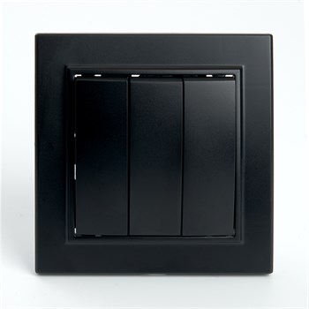 Выключатель 3-клавишный STEKKER  PSW10-9007-03, 250В, 10А, серия Эрна, черный 39924 - фото 180592