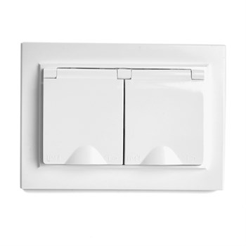 Розетка 2-местная с/з с крышкой, STEKKER, PST16-9015-01, 250В, 16А, серия Эрна, белый 49139 - фото 181277