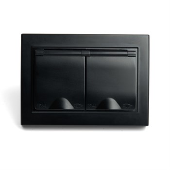 Розетка 2-местная с/з с крышкой, STEKKER, PST16-9015-03, 250В, 16А, серия Эрна, черный 49138 - фото 181285