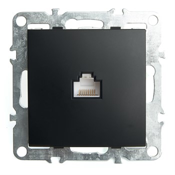Розетка компьютерная 1-местная RJ-45 (механизм), STEKKER PST00-9107-03, серия Эрна, черный 49151 - фото 181708