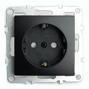 Розетка 1-местная c/з (механизм), STEKKER, PST16-9110-03, 250В, 16А с защитной шторкой, серия Эрна, черный 49154 - фото 181722