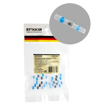 LD302-1525 ГСИ термоусаживаемая с припоем 1,5-2,5 мм2 27A,  прозрачный/голубой (DIY упак 10шт) 49161 - фото 181935