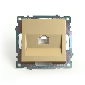 Розетка компьютерная 1-местная RJ-45 (механизм), STEKKER, GLS00-7107-08, серия Катрин, золото 49227 - фото 183442
