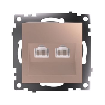 Розетка компьютерная 2-местная RJ-45 (механизм) STEKKER GLS00-7109-02, серия Катрин, шампань 50004 - фото 184680