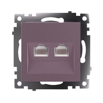 Розетка компьютерная 2-местная RJ-45 (механизм) STEKKER GLS00-7109-04, серия Катрин, шоколад 50006 - фото 184708